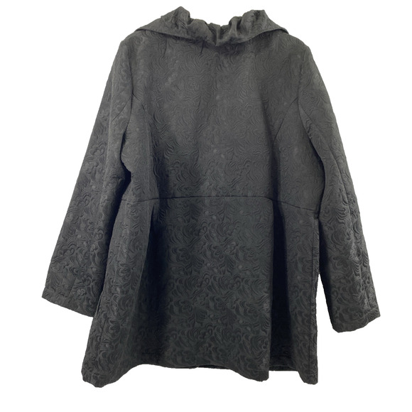 Toffee Apple Dress Coat Womens XXL Black Floral Button Up Jacket Pockets Unlined - Picture 2 of 12